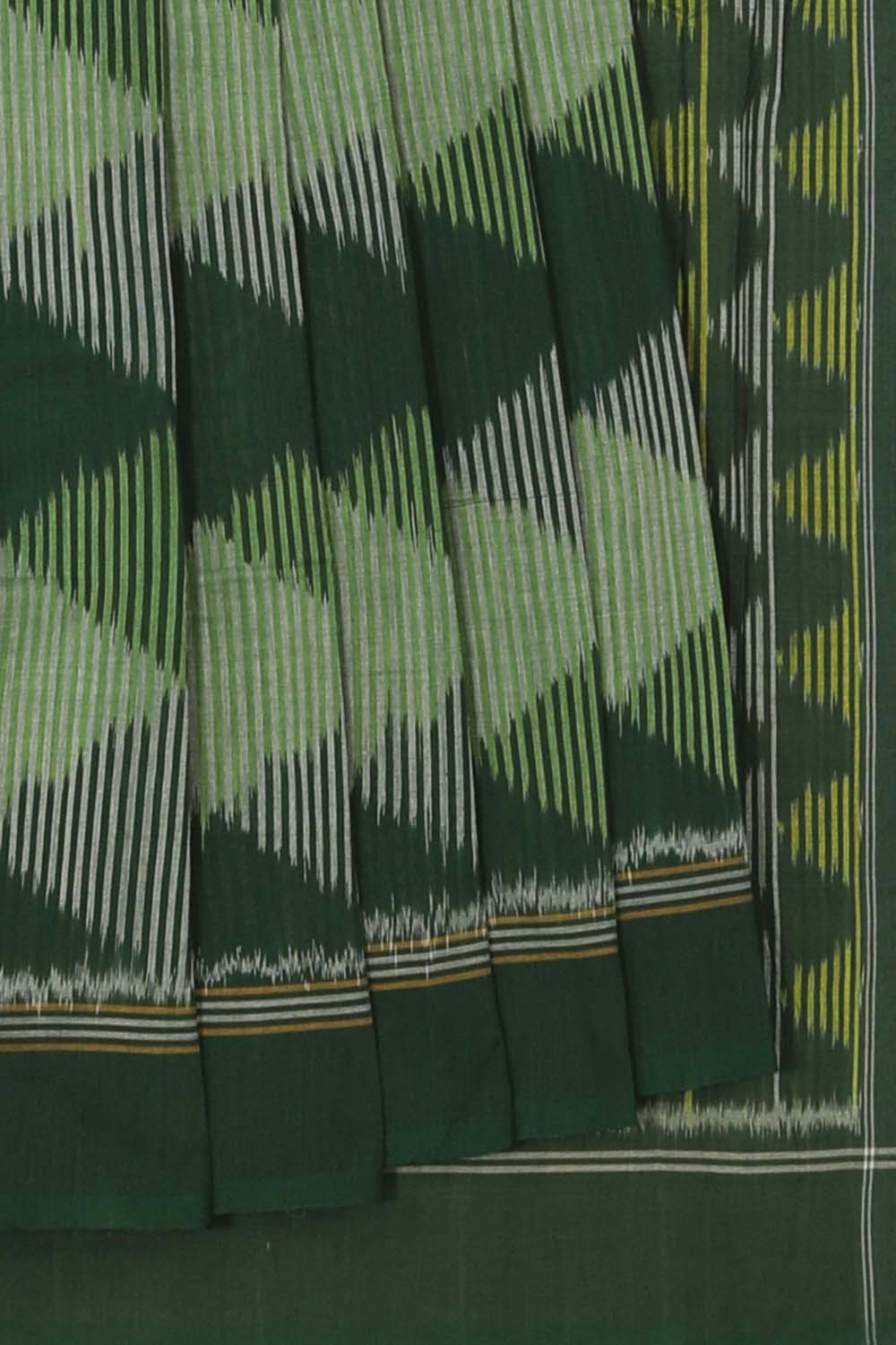 Image of Green Pochampally Cotton Ikat Saree